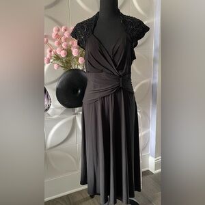 Scarlett Nite Women's Black Beaded & Sequined Evening Dress Size 16